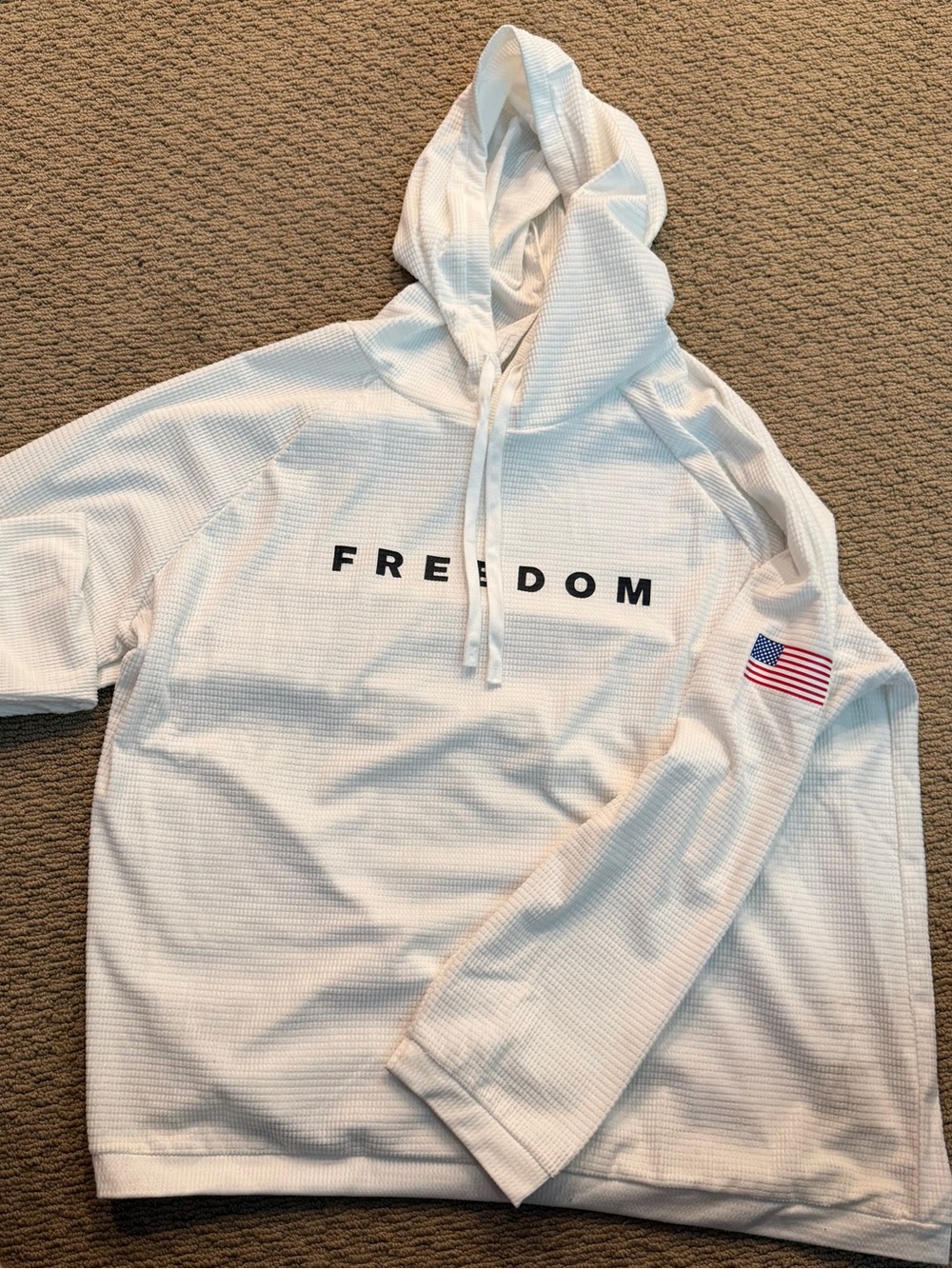 Charlie Kirk “Freedom” Men's White Hooded Pullover Shirt 3XL